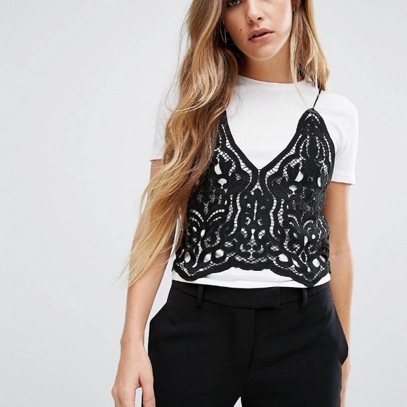 asos black lace top